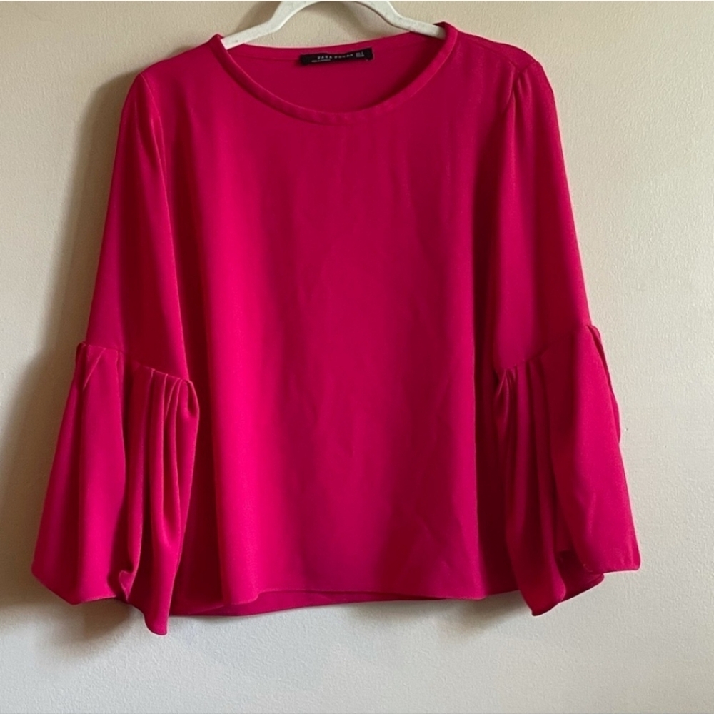 Zara fuchsia Ruffle Sleeve Top
